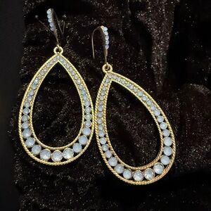 Elegant Gold and Blue Teardrop Earrings